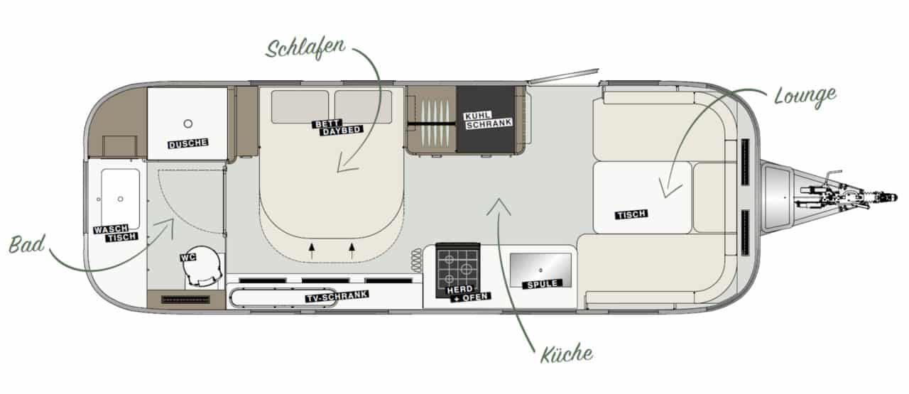Nouveautés au Caravan Salon 2023 : Airstream Germany présente des caravanes de luxe avec salle de bain confortable et cuisine avec four 1 Plan de l'Airstream International 25IB